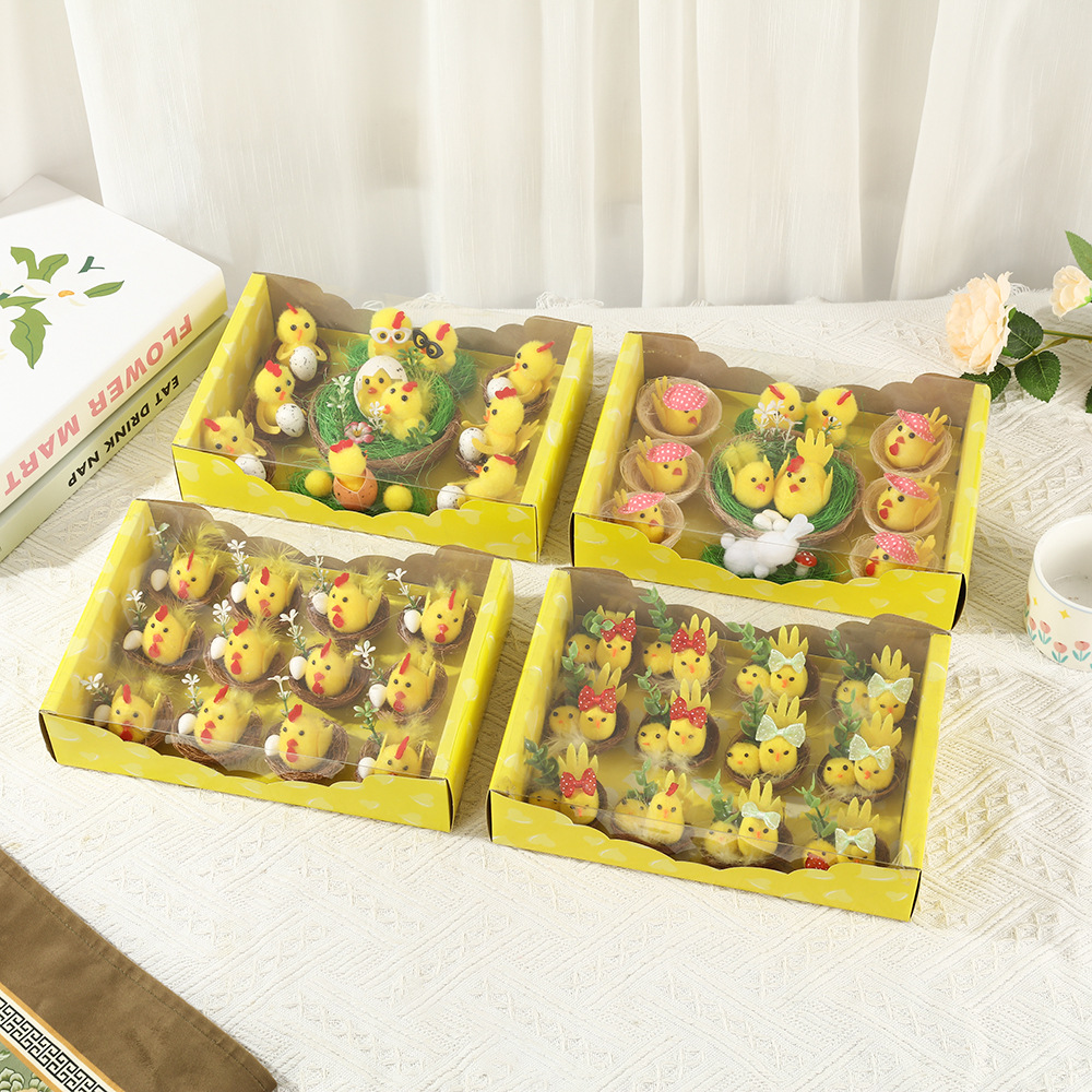 Easter Cute Chick Ornaments, Creative Cute Holiday Decoration Trinkets Set, Holiday Party Atmosphere Props