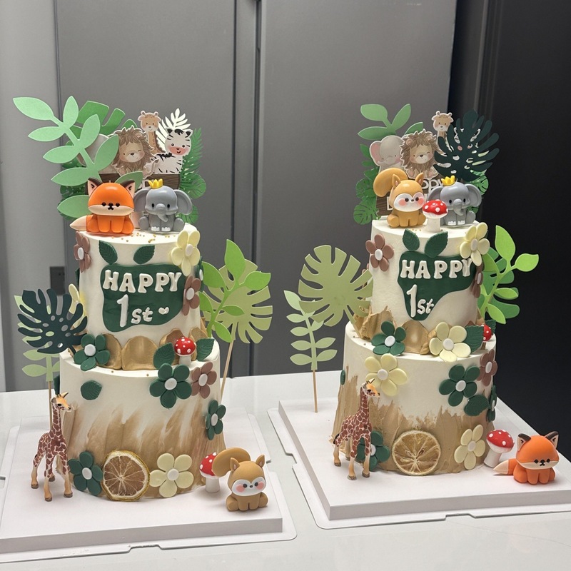フォレスト動物園ケーキデコレーションオーナメントソフトプラスチック漫画象キリン子供の誕生日パーティーベーキングデコレーション|undefined