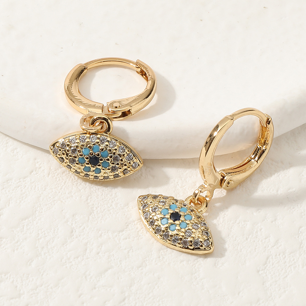 4g Weight Zircon Inlay Material Drop Earrings Classification Daily Occasion Copper Material Devil'S Eye, Moon, Fish Bone Pattern Women'S Gender Inlay Design Fashion Style Fashion Devil's Eye Moon Fish Bone Copper Drop Earrings Inlay Zircon Copper Earrings 13