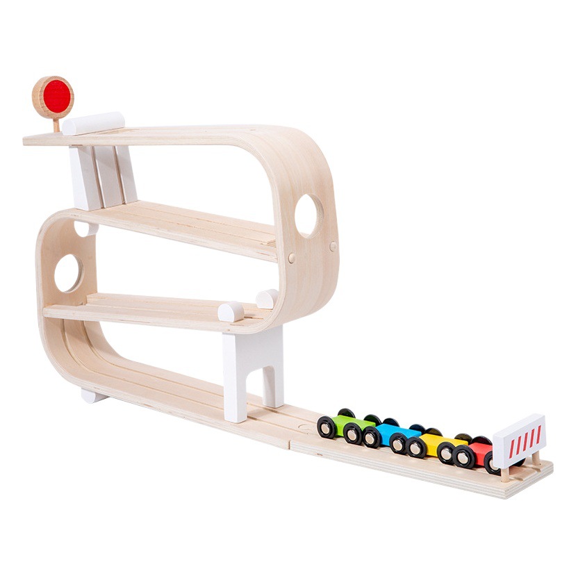 Nuevo PlanToys pista de carreras coche aventura Protección Del Medio Ambiente Los Niños juguetes madera regalo vacaciones educativos niños y niñas