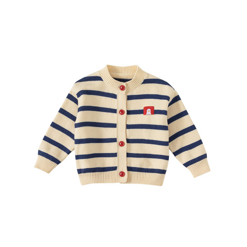 babycity girls striped knitted cardigan 2024 spring new style sweater top jacket QY23082