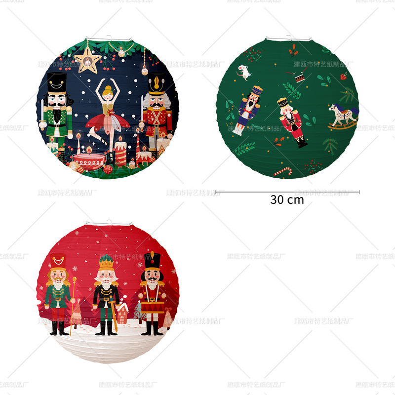 クリスマスランタンクリスマスパーティー装飾用品子供祝日手提げ紙ランタンくるみ割り提灯ストラップ|undefined