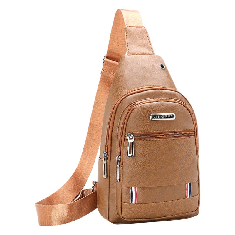 New Pu Men's Business Chest Bag, Waterproof Crossbody Bag for Cycling and Sports, Casual Chest Bag, Cross-Border Wholesale and Dropshipping