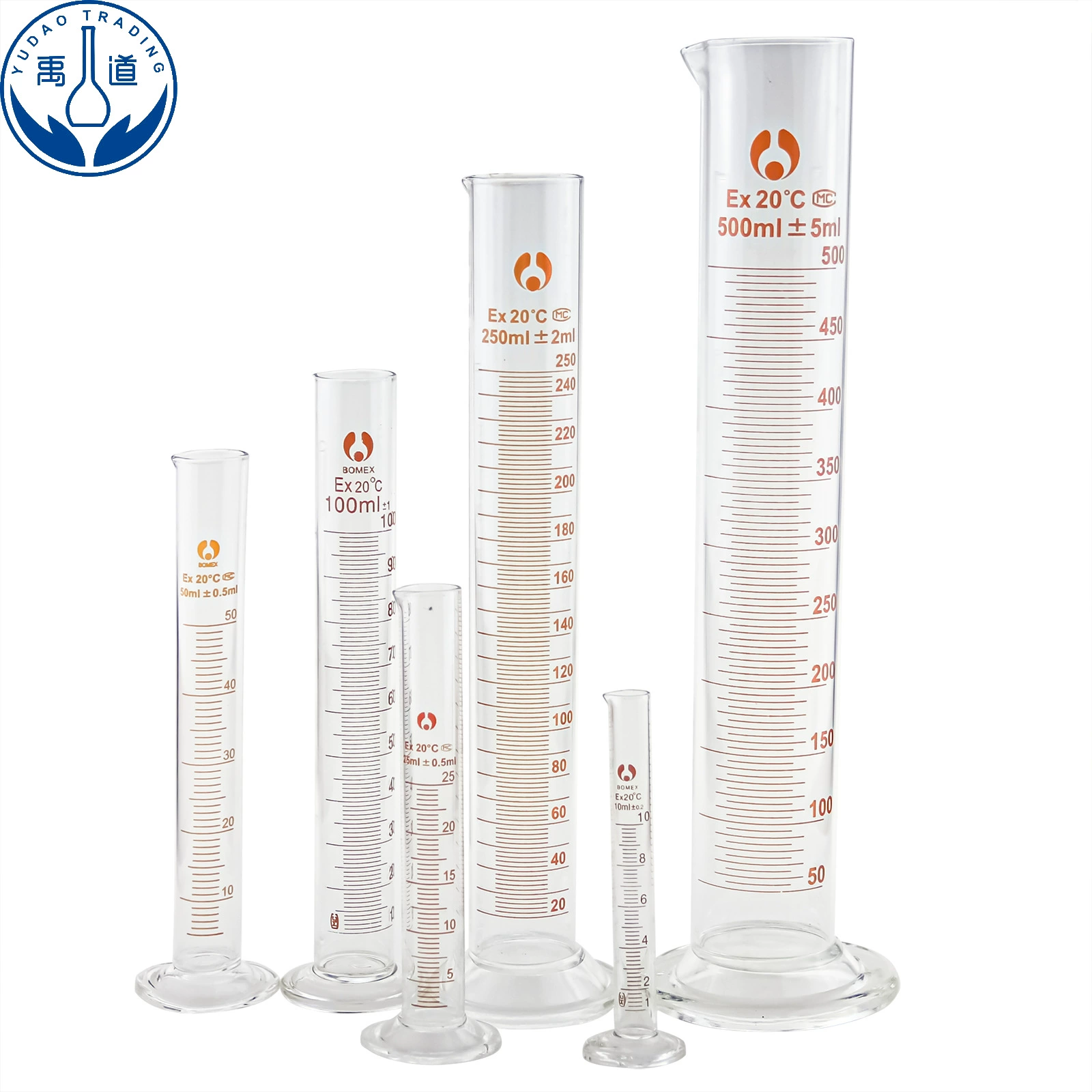 Высокоборосиликатный стеклянный мерный цилиндр с пробкой и шкалой, проходящий инспекцию, объемом 50, 100, 250, 1000, 2000 мл