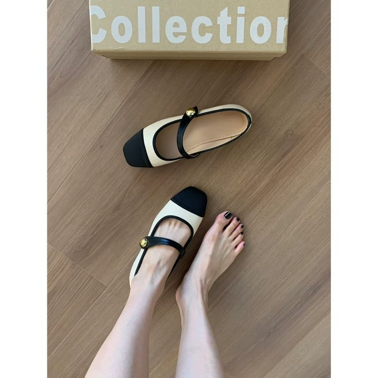 Ballet flats, women's summer low-cut shoes, French style, black/beige, sizes 35–40