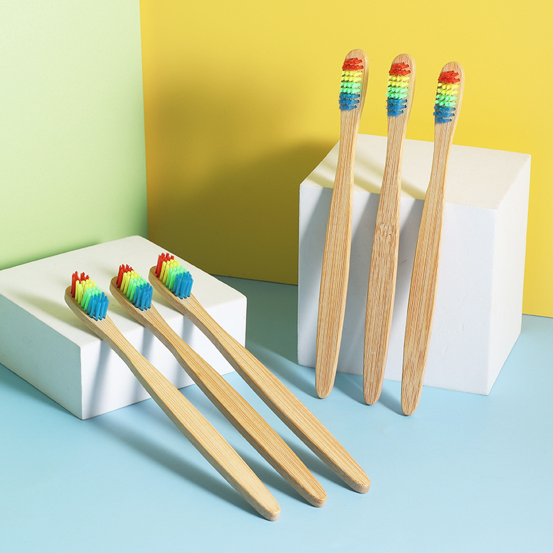 Hotel cepillo de dientes de bambú desechable adulto cabeza de bambú cepillo de dientes de cerdas suaves mango de bambú cepillo de dientes de Bambú