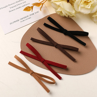 Autumn and Winter Atmosphere Suede Hand-Knotted Bow DIY Retro Elegant Hairpin Side Clip Broken Hair Hair Accessories