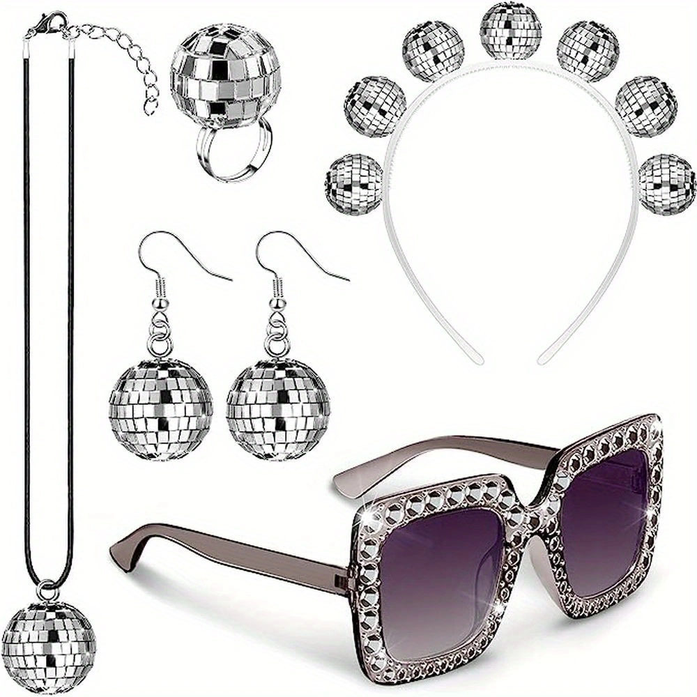 1970 Disco Party Vestir Accesorios de ropa Dólar estadounidense Gafas Anillo Collar Edad Accesorios de fiesta