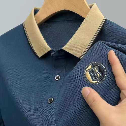 Spring New Cotton T-shirt Men's Long-sleeve T-shirt Autumn Collar Loose Large Size Casual Polo Shirt Dad's Style T