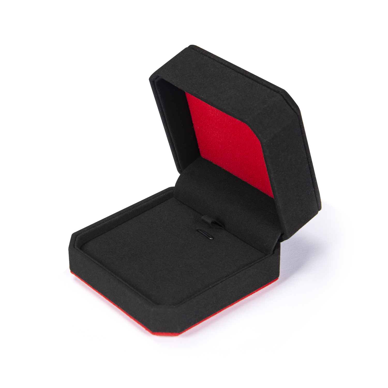 Descuento de fábrica precio al por mayor embalaje de joyería de lujo de alta gama negro rojo microfibra octogonal joyería pulsera collar anillo de bodas caja
