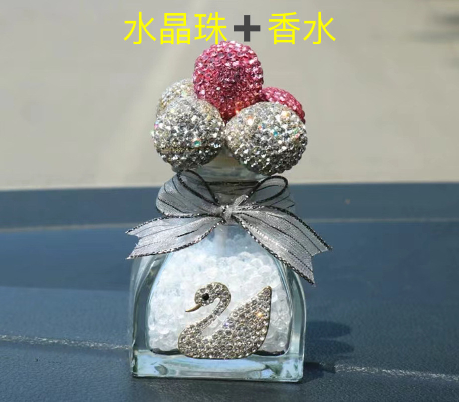 Adornos de coche de un solo traje Adornos de un solo traje Adornos de Buda con cojín Bola de diamante en polvo blanco Bola de cisne Cerámica decorativa