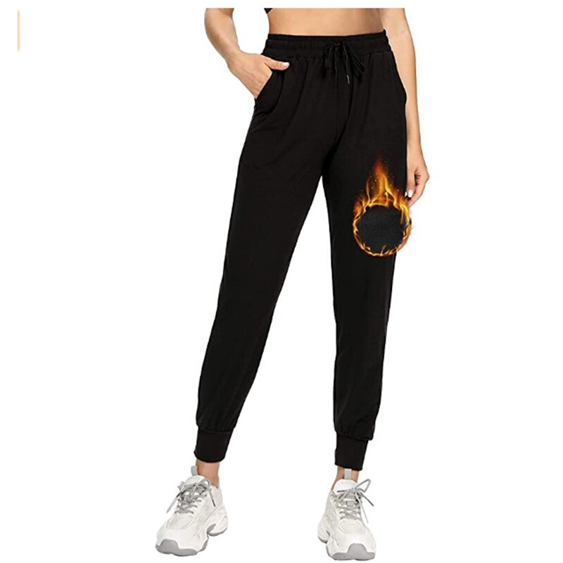 Cross-border New Amazon Autumn and Winter Wool Plush Lined Casual Sports Pocket Yoga Exercise Hot Slow Running Pants