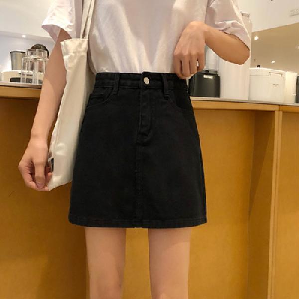 Autumn 2024 New High Waist Slimming Skirt Hong Kong Style White Denim Skirt A- line Hip Skirt Women's Fashion
