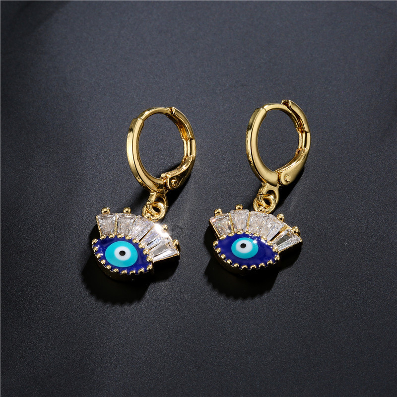 Fashion Style New Copper Micro Inlaid Devil's Eye Earrings display picture 5