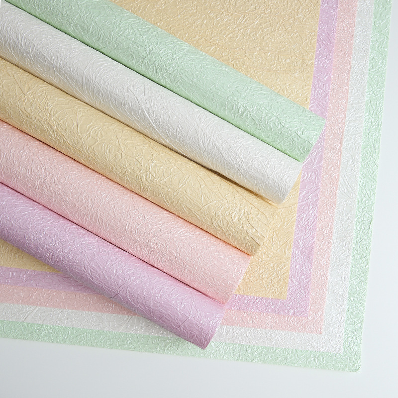 新款珠光石纹纸肌理褶皱纸高级感花束包花纸花艺资材鲜花材料批发