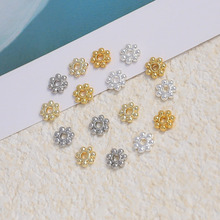 真金保色花托雪花隔片DIY饰品手工手链项链串珠隔片隔珠配件材料