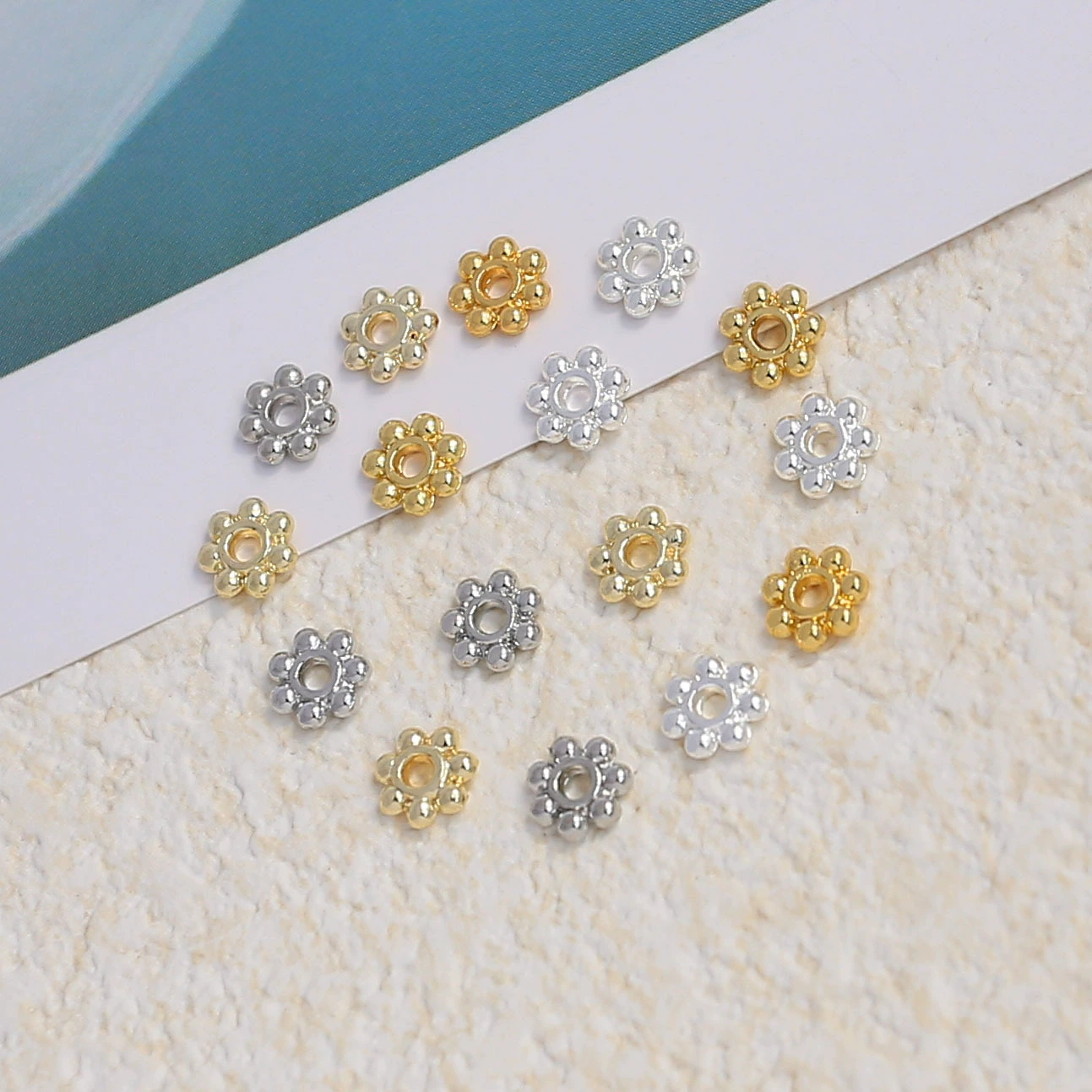 Бусины-разделители из настоящего золота с эффектом сохранения цвета, в форме снежинок, для изготовления ювелирных изделий своими руками, браслетов, ожерелий, аксессуаров, материалов для рукоделия