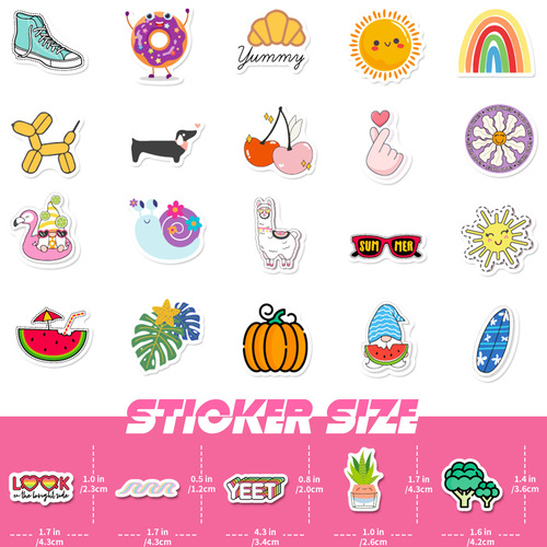 100 Small Size 4cm Fresh Camera Stickers for Amazon eBay Girls, Computer Waterproof Water Bottle Stickers