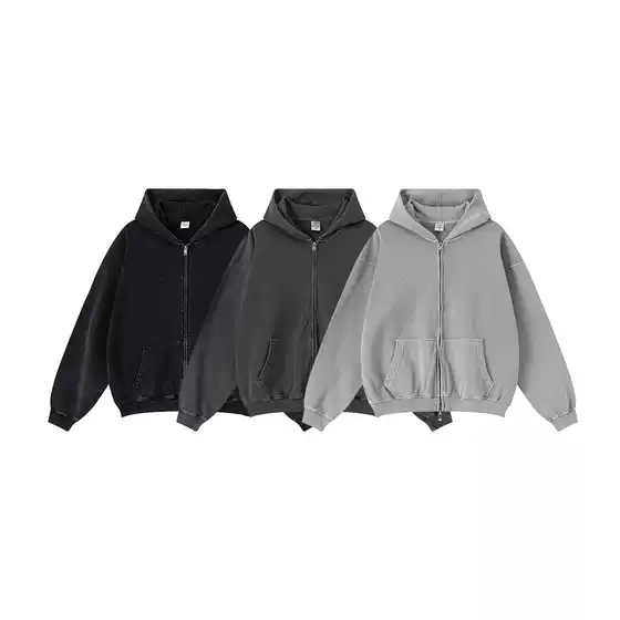 100% Pure Cotton American-Style Hooded Sweatshirt for Men, Solid Color Pullover Top, Trendy Loose Fit, Versatile Long-Sleeve Jacket