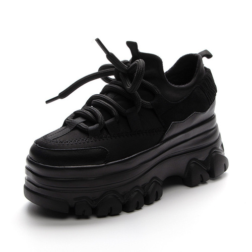 Live broadcast trendy 2024 new platform thick-soled dad shoes for women spring and summer versatile ins trendy casual plus velvet sneakers