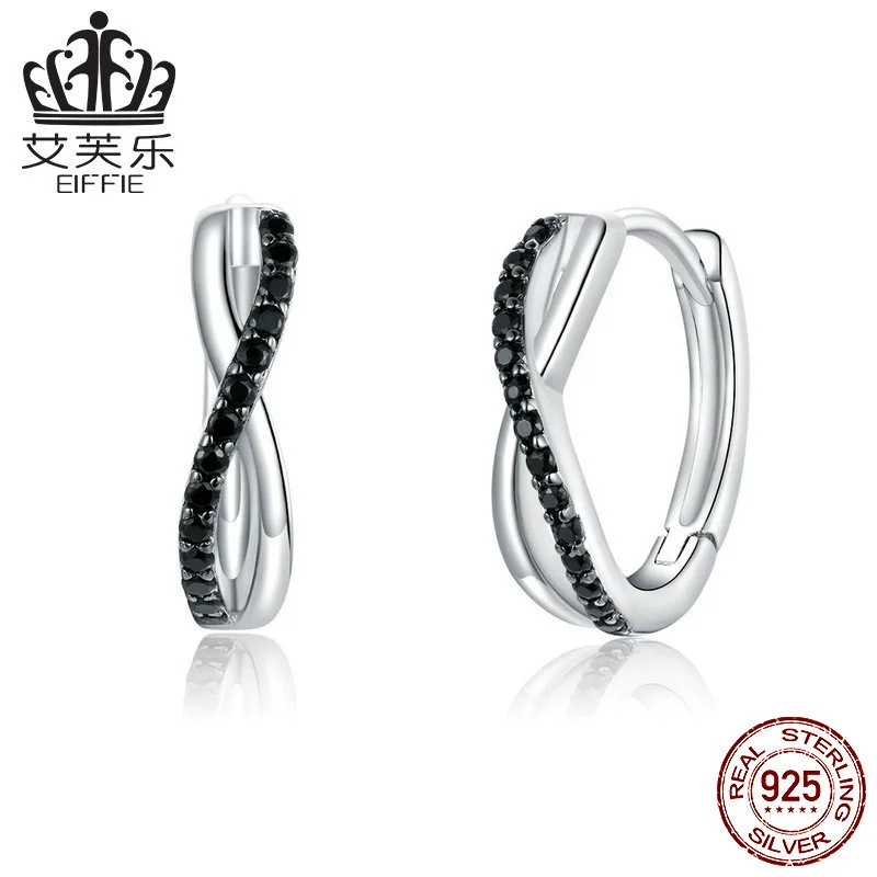Серьги, платиновое черное цирконий, образец 925 пробы