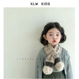 Ins Style Korean Style Windmill Ball Autumn and Winter Children's Scarf Warm Knitted Boys' Boys and Girls Baby Cold-proof Neck Scarf