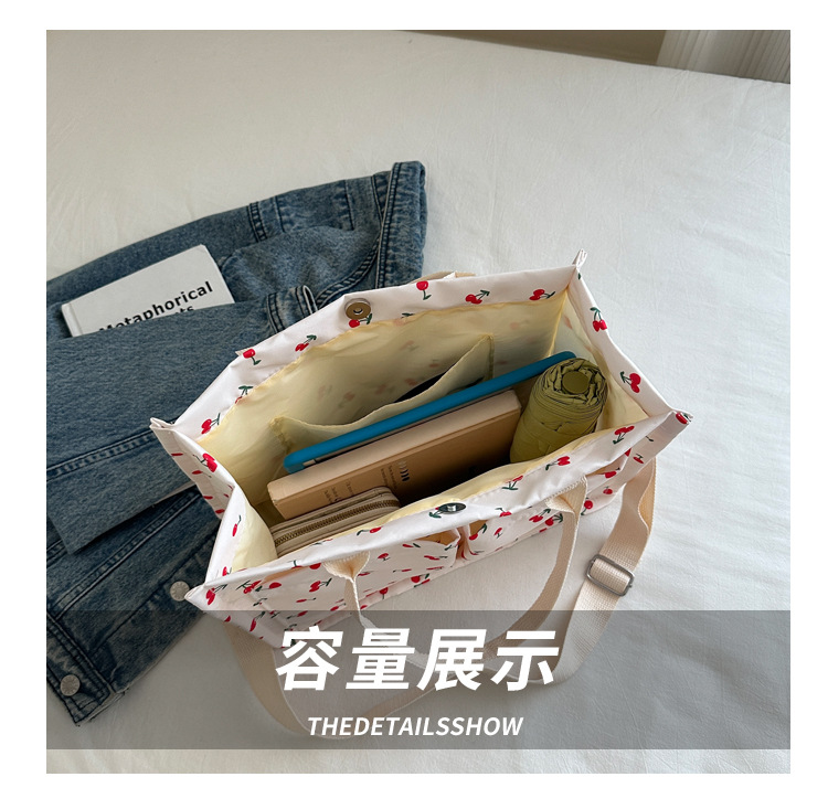 Large-capacity canvas student class 2024 Autumn new Korean-style trendy and personalized printed tote handbag for women undefined