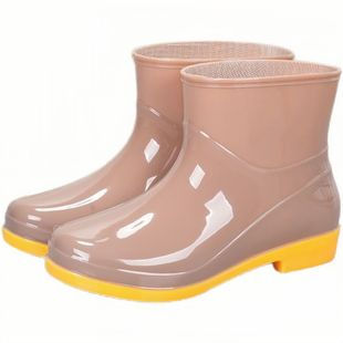 Short tube four-season women's rubber shoes kitchen mother waterproof non-slip cleaning rain shoes rubber shoes with cotton warm water shoes
