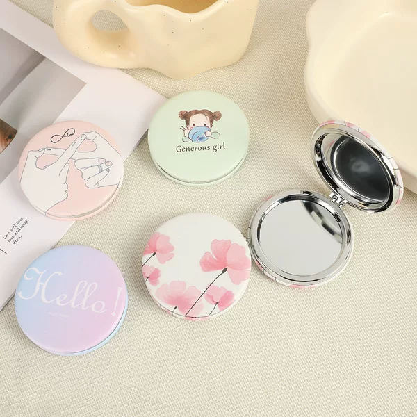 Ready Stock Round Folding Mirror Mini Double-Sided Makeup Mirror Girls Portable Handheld Makeup Mirror Manufacturer Wholesale