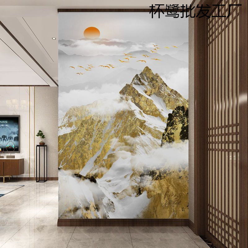 日照金山客厅装饰画现代简约山水风景沙发背景墙壁画玄关过道壁纸