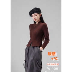 669外穿秋冬新款羊毛蚕丝修身针织衫批发休闲百搭上衣短外套