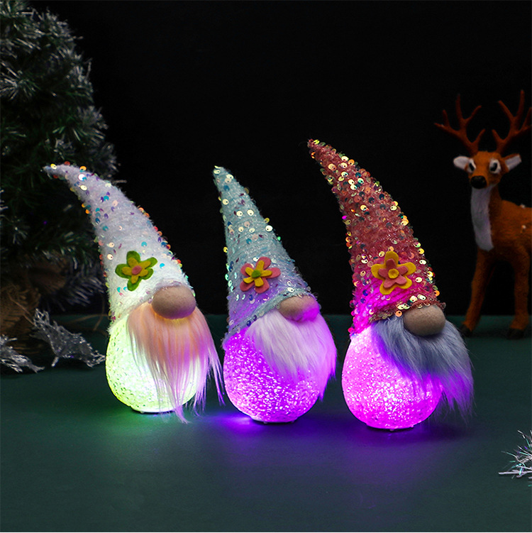 Hong Kong Love New Luminous Faceless Doll Ornaments Santa Claus With Lights Easter Show Window Decorations Wholesale display picture 1