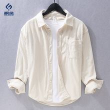 枫舍男装 /春季灯芯绒长袖衬衫宽松休闲百搭上衣男青年条绒衬衣