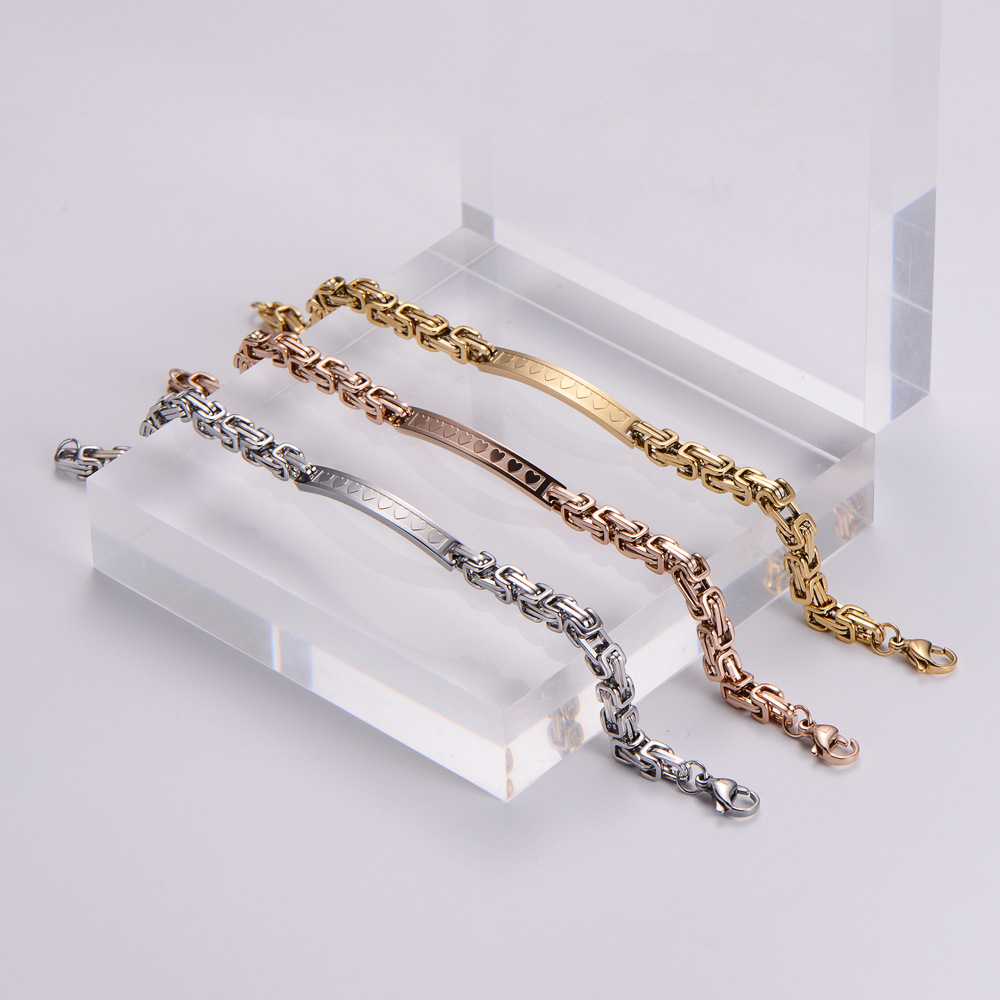 Hip-Hop Geometric 304 Stainless Steel 18K Gold Plated Rose Gold Plated No Inlaid Bracelets In Bulk display picture 2