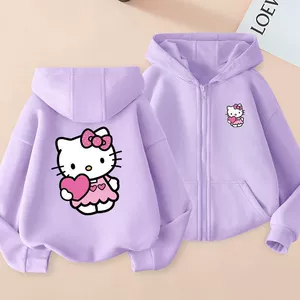 Hello kitty осенняя детская удерживающая тепло толстовка с молнией с капюшоном кардиган для отдыха подходит для подростков