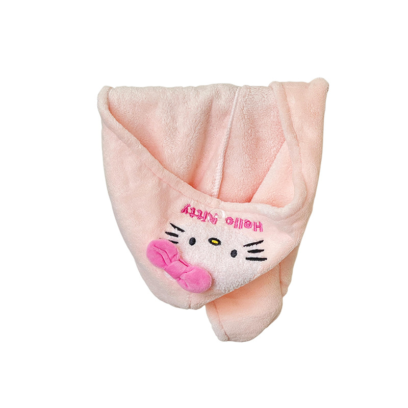 Cute toalla de baño para gatos KT toalla de cabello seco sombrero de tres piezas conjunto de absorción de agua rápida no se seca el cabello grueso se puede usar y envolver toalla de baño