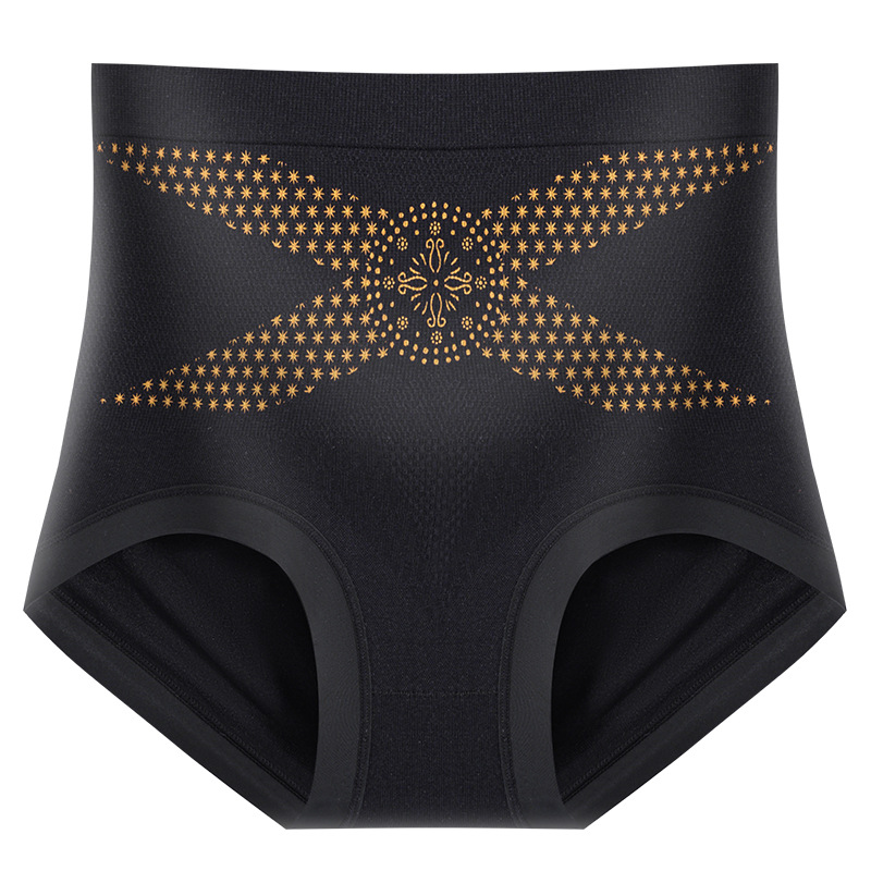 2024 nuevos pantalones de plástico de belleza con vendaje dorado, abdomen y caderas, 7A, ropa interior de mujer de cintura alta de seda antibacteriana de larga duración