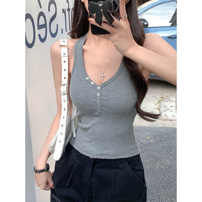 MosesQueen美式复古四色基础纯色背心吊带女2025夏季新款外穿上衣|undefined