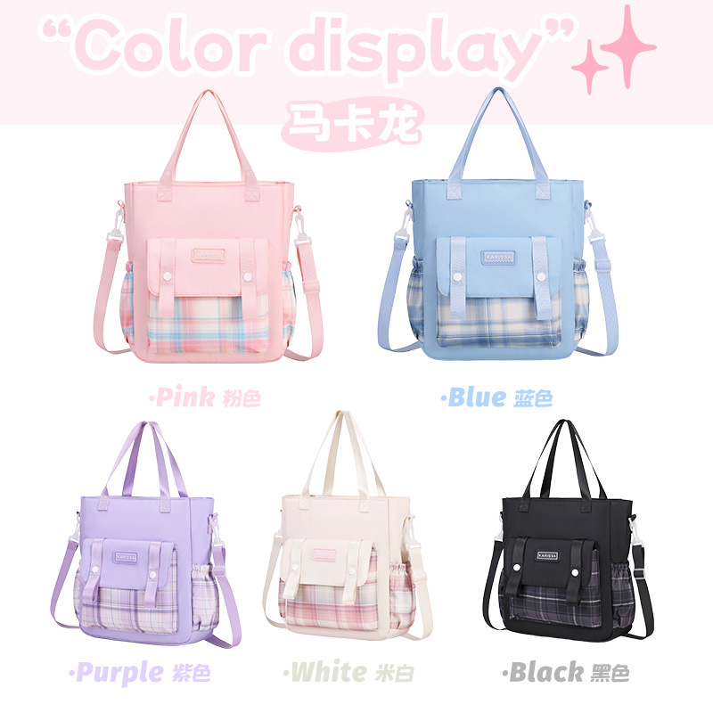 Versión coreana del bolso Tote para mujer, estilo a cuadros, pequeño y fresco, estudiante del campus, bandolera de un solo hombro, mochila de compras para mujer