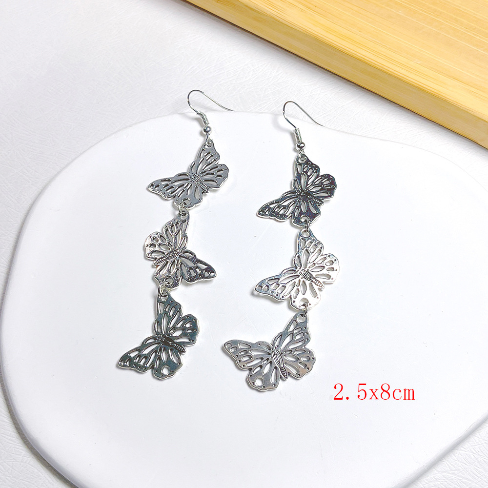 Butterfly Pattern 1 Pair Cute Butterfly Metal Drop Earrings