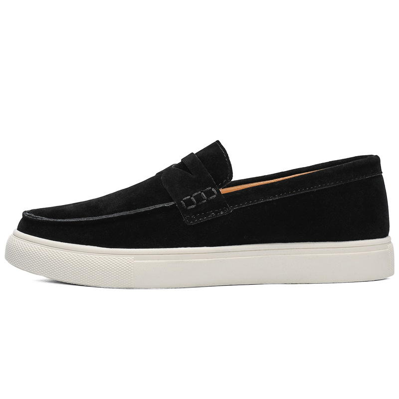 Suede Men's Board Shoes Are Comfortable And Breathable, One-pedal Loafers, Hand-stitched Thick-soled Versatile Shoes, And One Free Pinch Music._vogvips.com