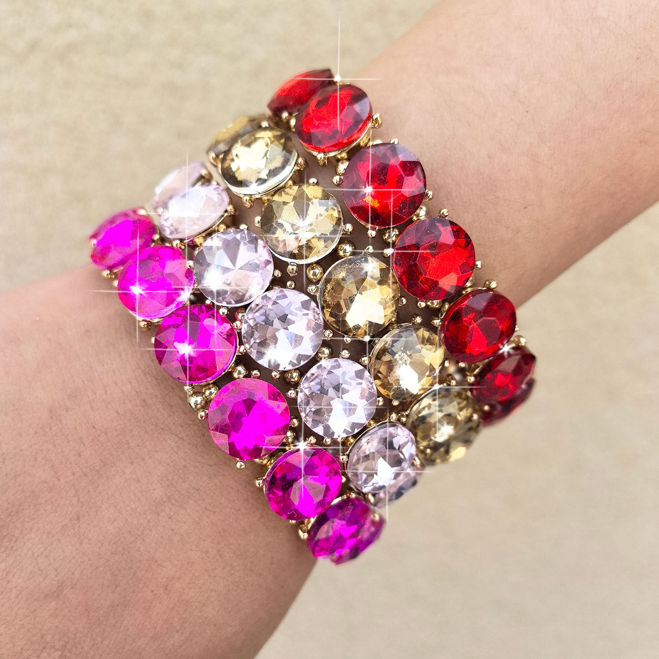 Fashion Statement Bangle With Glass Crystals And Rhinestones_voghion.com