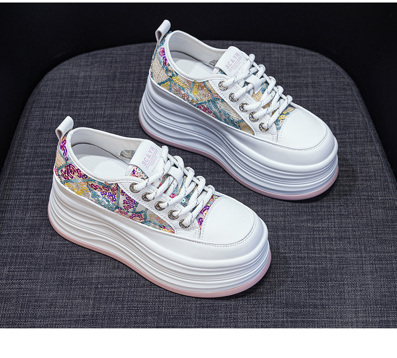 Giày sneaker nữ đế dày tăng chiều cao ẩn sequin hè 2026 — M2855 màu hồng, M2855 Màu đen, M2855 màu be chi tiết 21