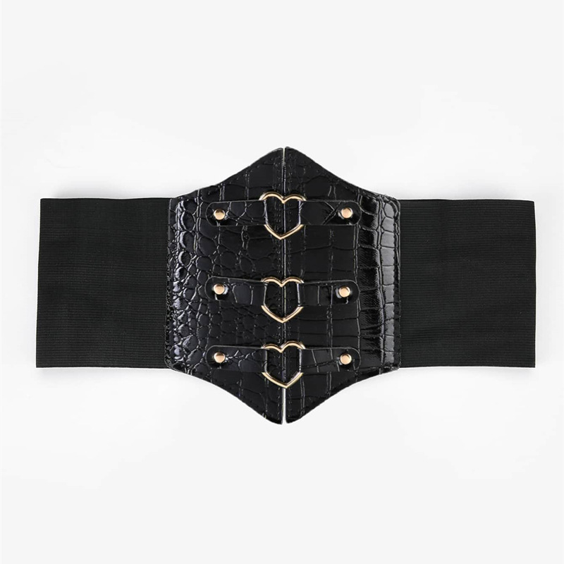 Crocodile Pattern Women'S Gender Fashion Crocodile Pu Leather Heart Women's Corset Belts 1 Piece