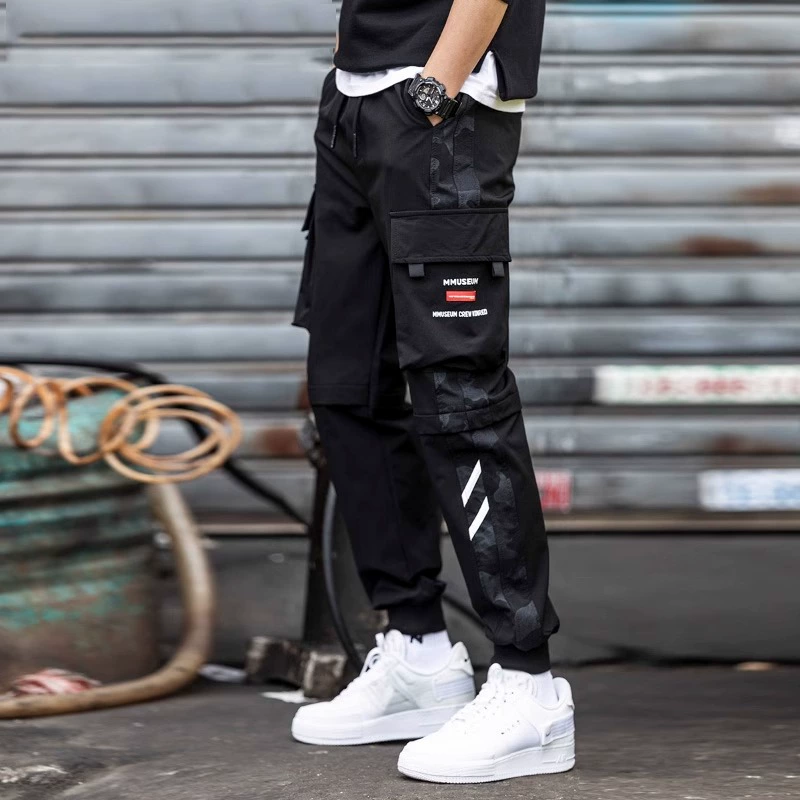Casual oversized cargo trousers, Korean retro 2025 trend, black, sizes S–5XL