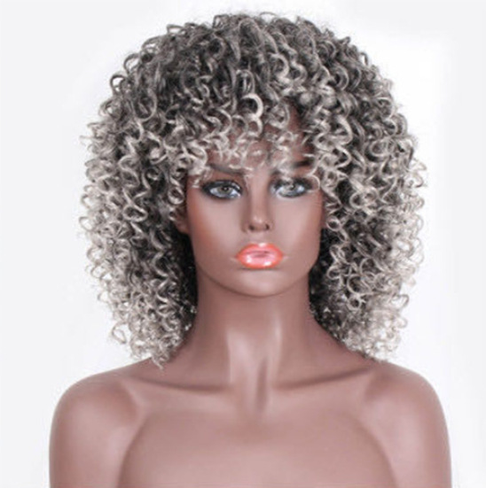 África comercio exterior explosivo cabeza pequeña pelucca damas corta cabeza negra pequeña pelucca Curly Afro Wig
