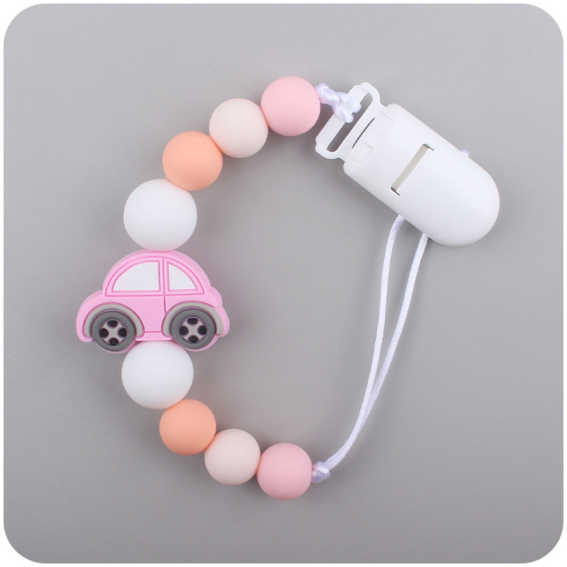 Bebé chupete de plástico clip DIY bebé chupete Cadena de dibujos animados camión de bomberos chupete cuerda de silicona Amazon