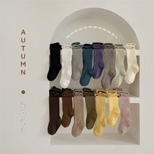 儿童2024春秋新款纯色a类棉竖条韩版女童连裤袜批代发女童打底裤