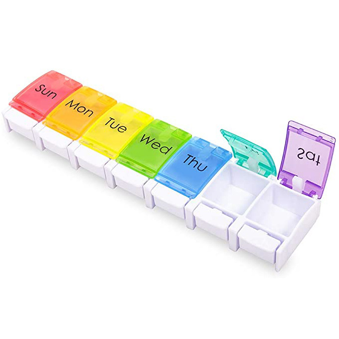 Factory direct sales Amazon hot colorful spring medicine box plastic week medicine box 7 days
