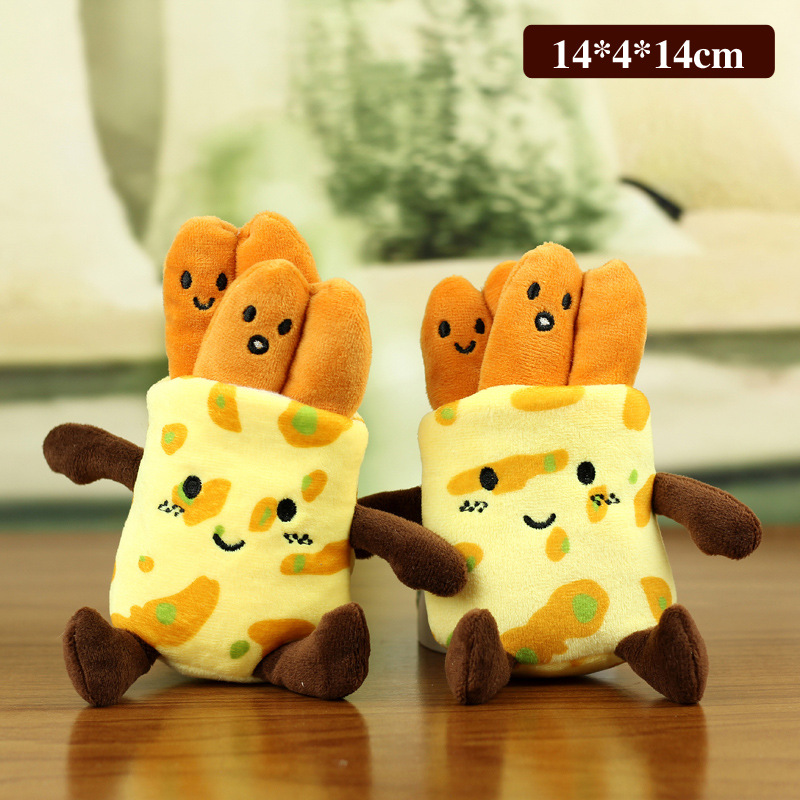 그물 연예인 음식 팬케이크 과일 고기 빵 봉제 펜던트 장난감 가방 키 체인 면 인형 재고 도매